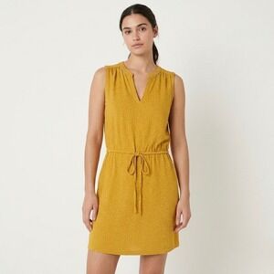 Denver Hayes Yellow Sleeveless Dress M Floral Cotton Viscose Casual Summer Dress